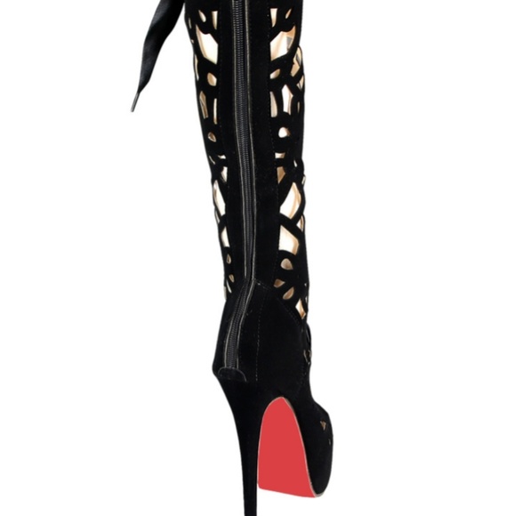 Lace Up Peep Toe Stilettos (38) - Picture 4 of 4